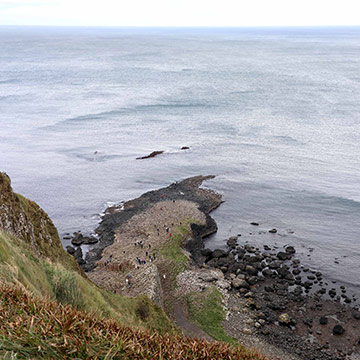 Looking down the cliff at The Giant's Causeway