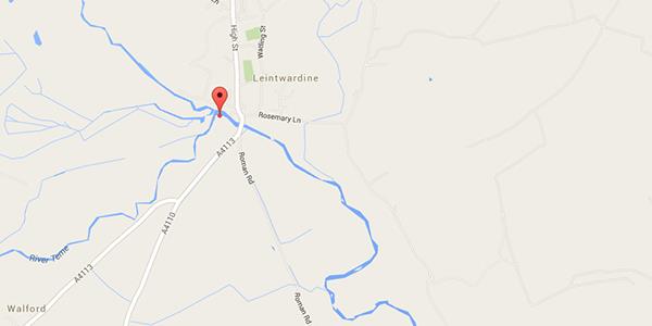 The River Teme at Leintwardine wild swimming map