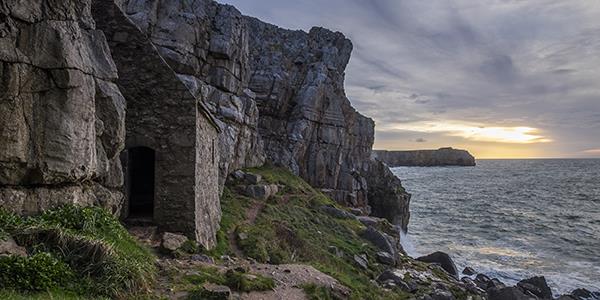 St Govan’s chapel Pembrokeshire sunset view