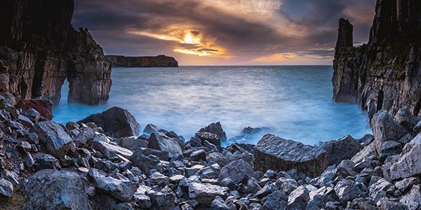 St Govan’s chapel rocks and sea