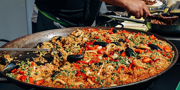 cooking a large paella